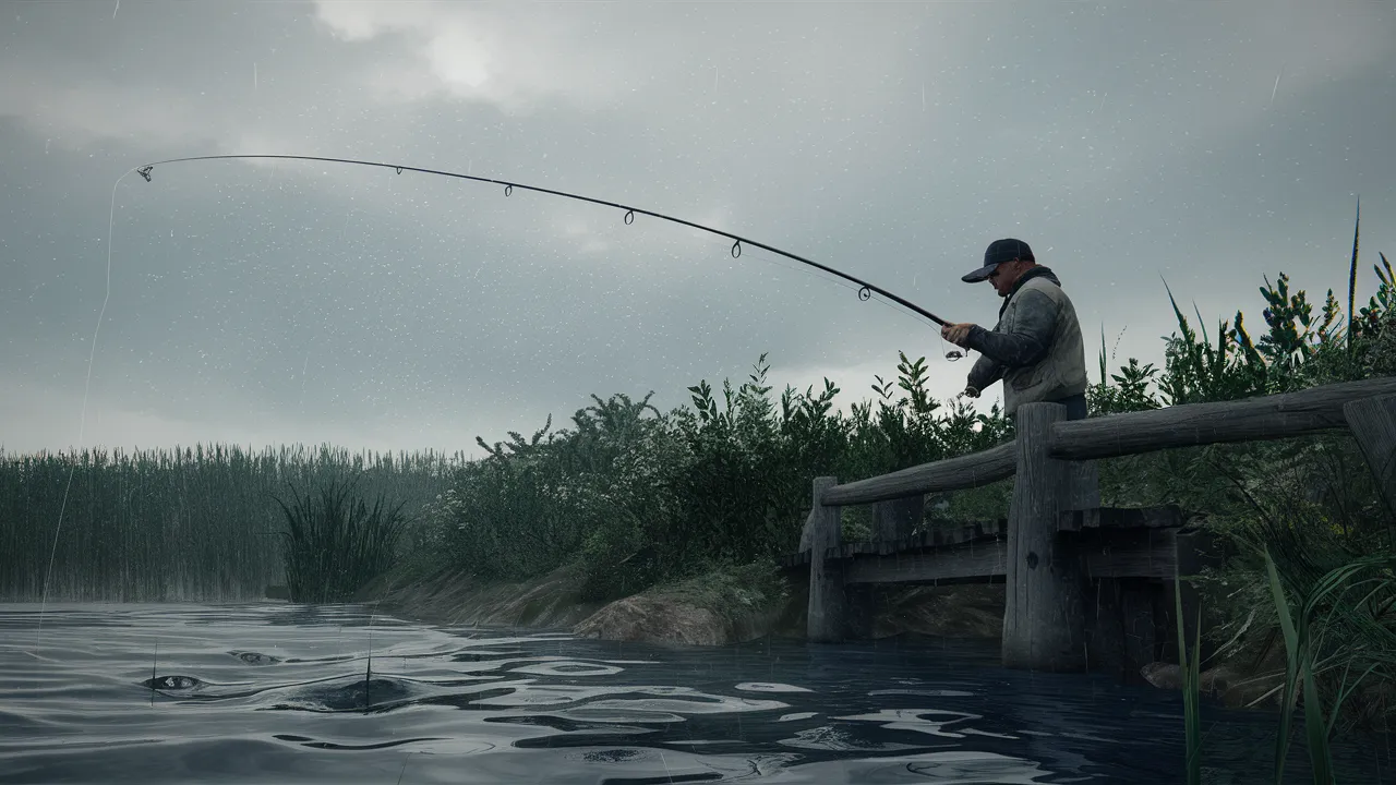 Angler patiently waiting for a carp to bite