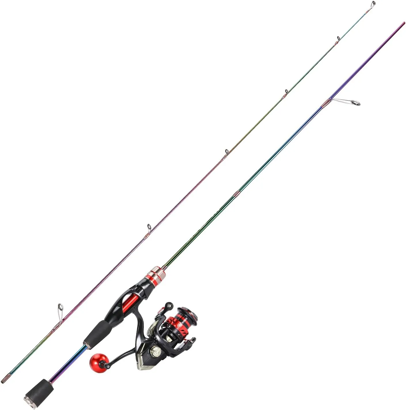 Ultra-light spinning rod and reel combo with thin line and small micro-lures ready for fishing